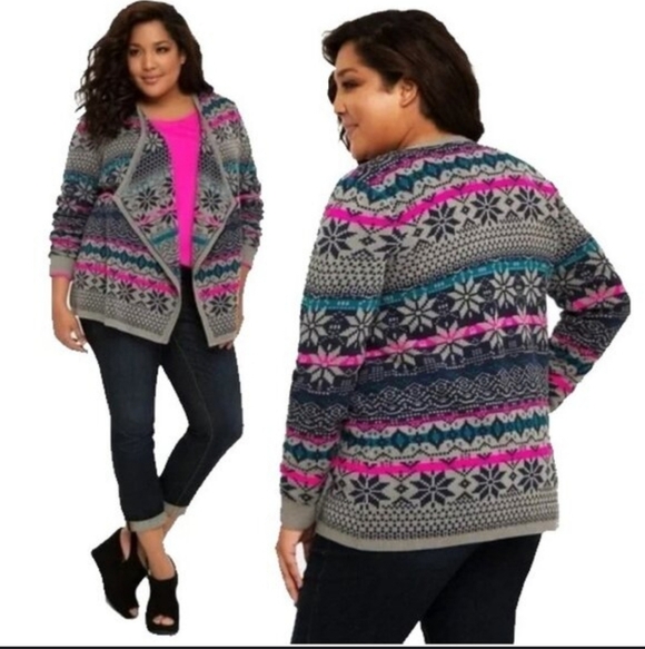 🍂🍁Torrid Aztec open front cardigan size 2x - Picture 1 of 5